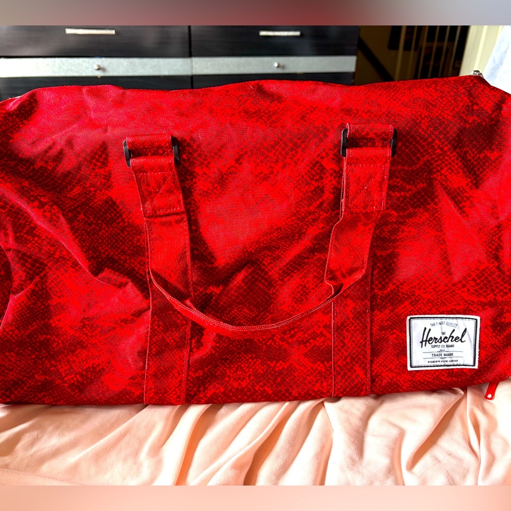 Herschel Red Snakeprint Duffle Bag